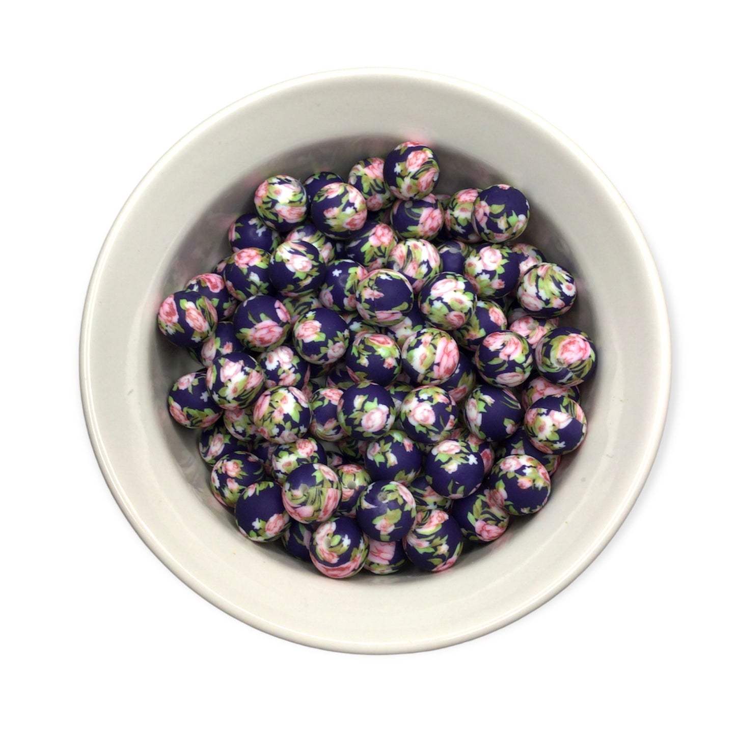 15mm Rose Boho Floral Printed Bead