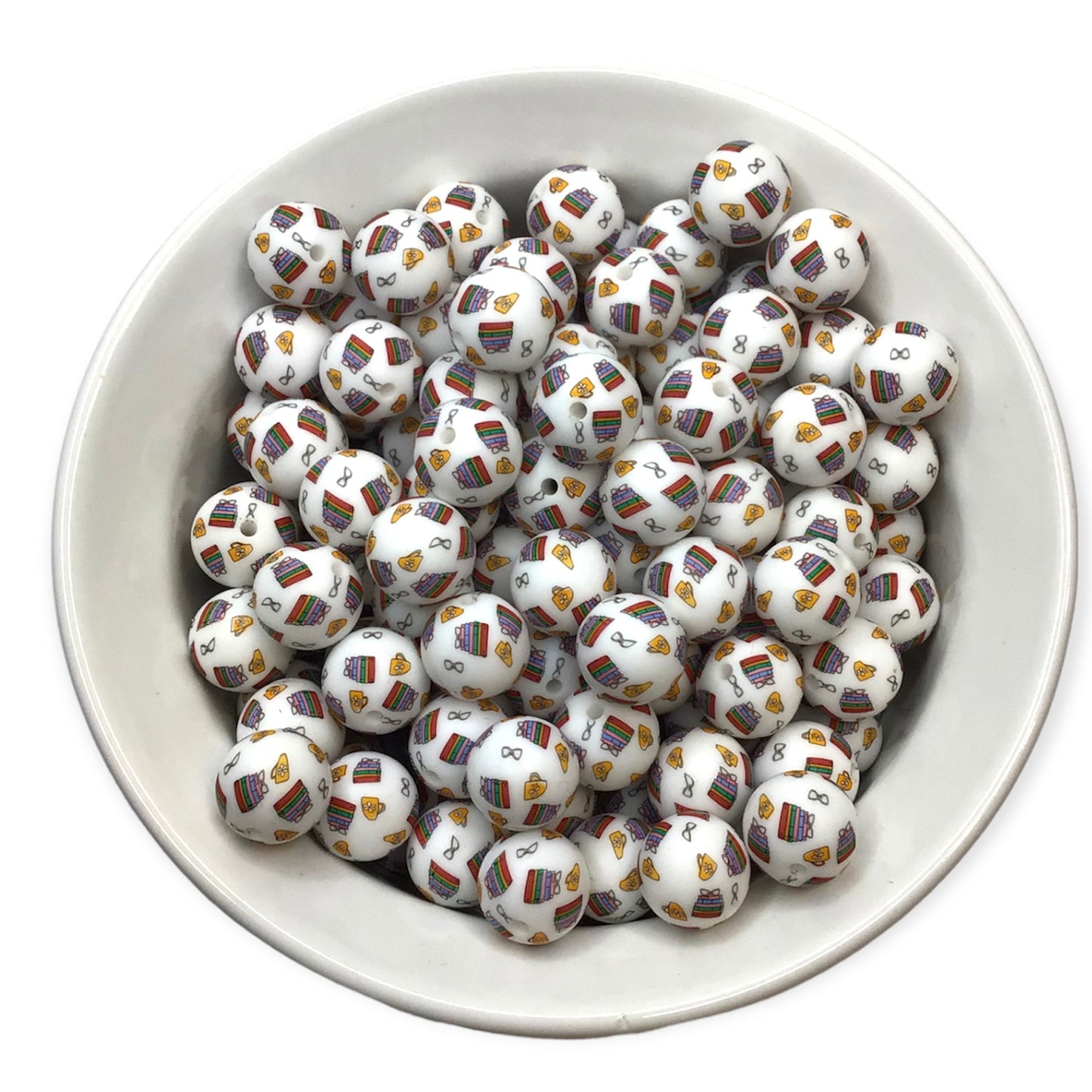 15mm Book Worm Printed Bead