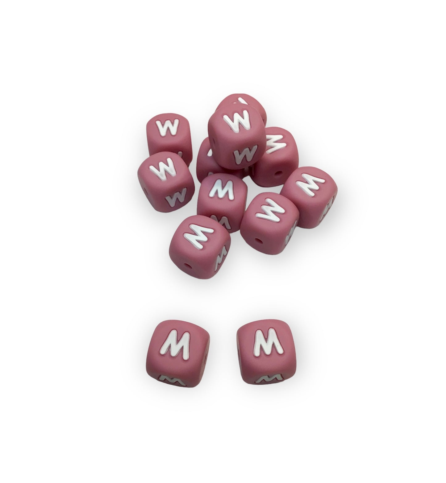 12mm Perfect Pink Letter Beads
