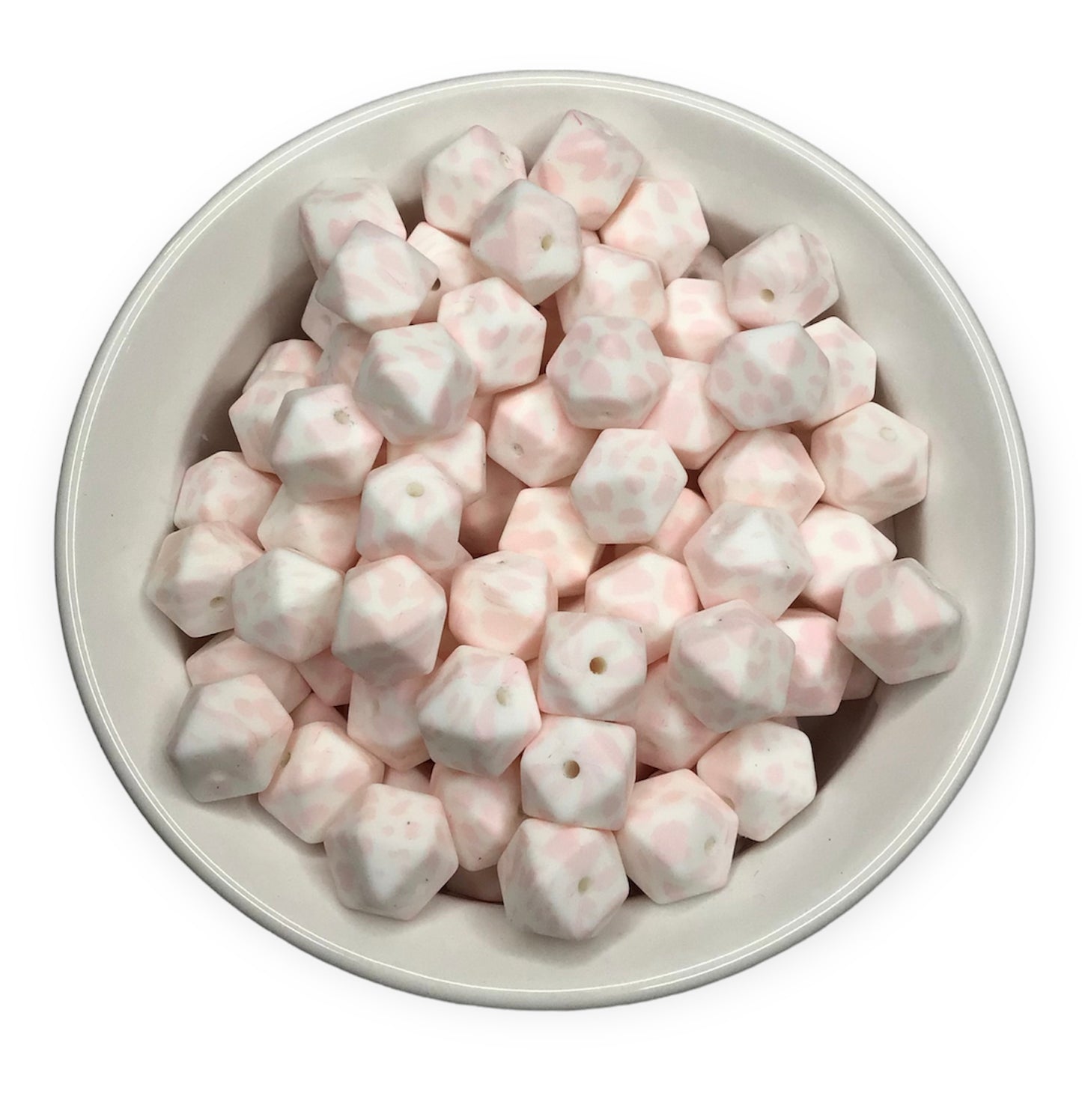 14mm Hexagon Pink Blossom Cow Print