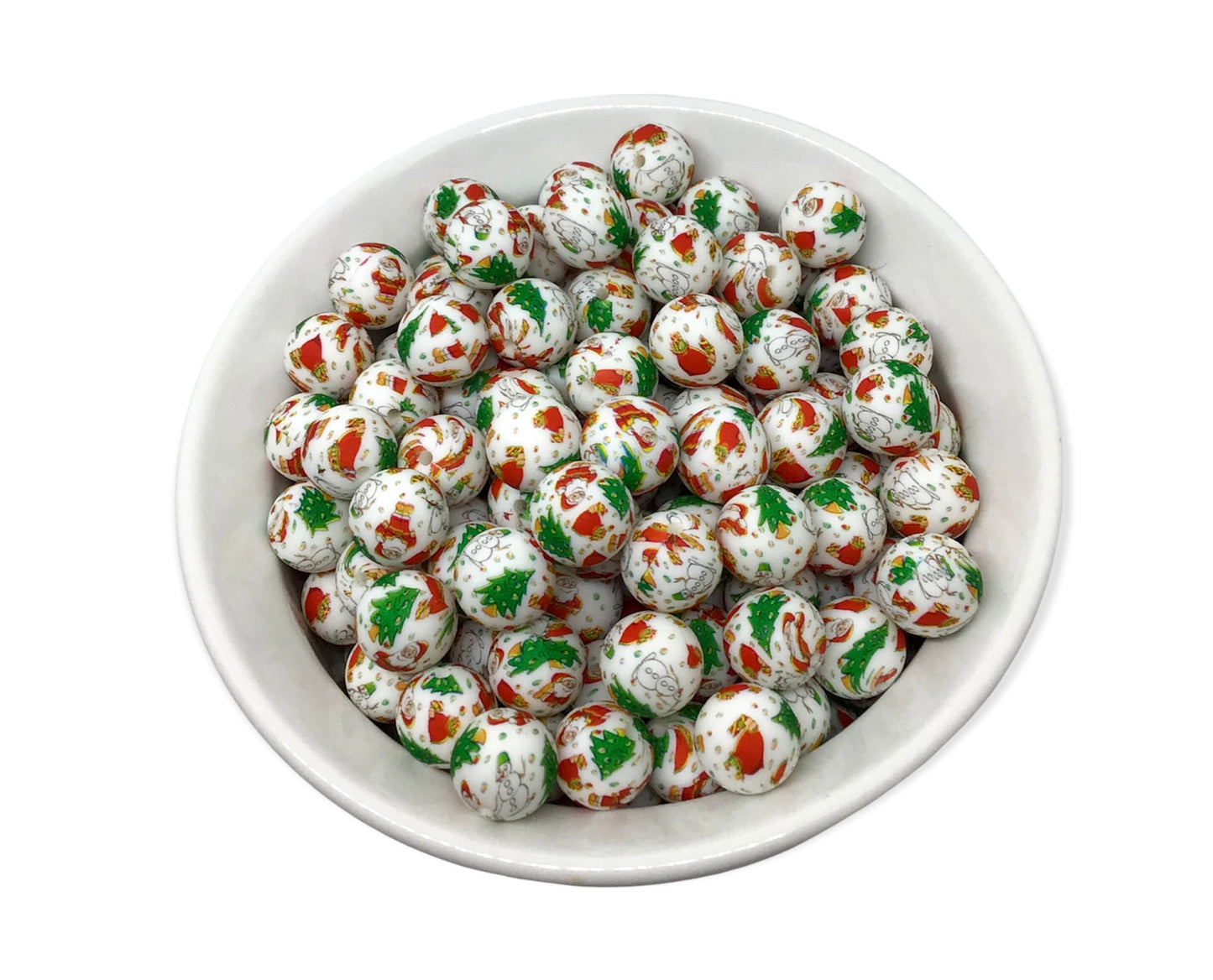 15mm Festive Christmas Printed Bead