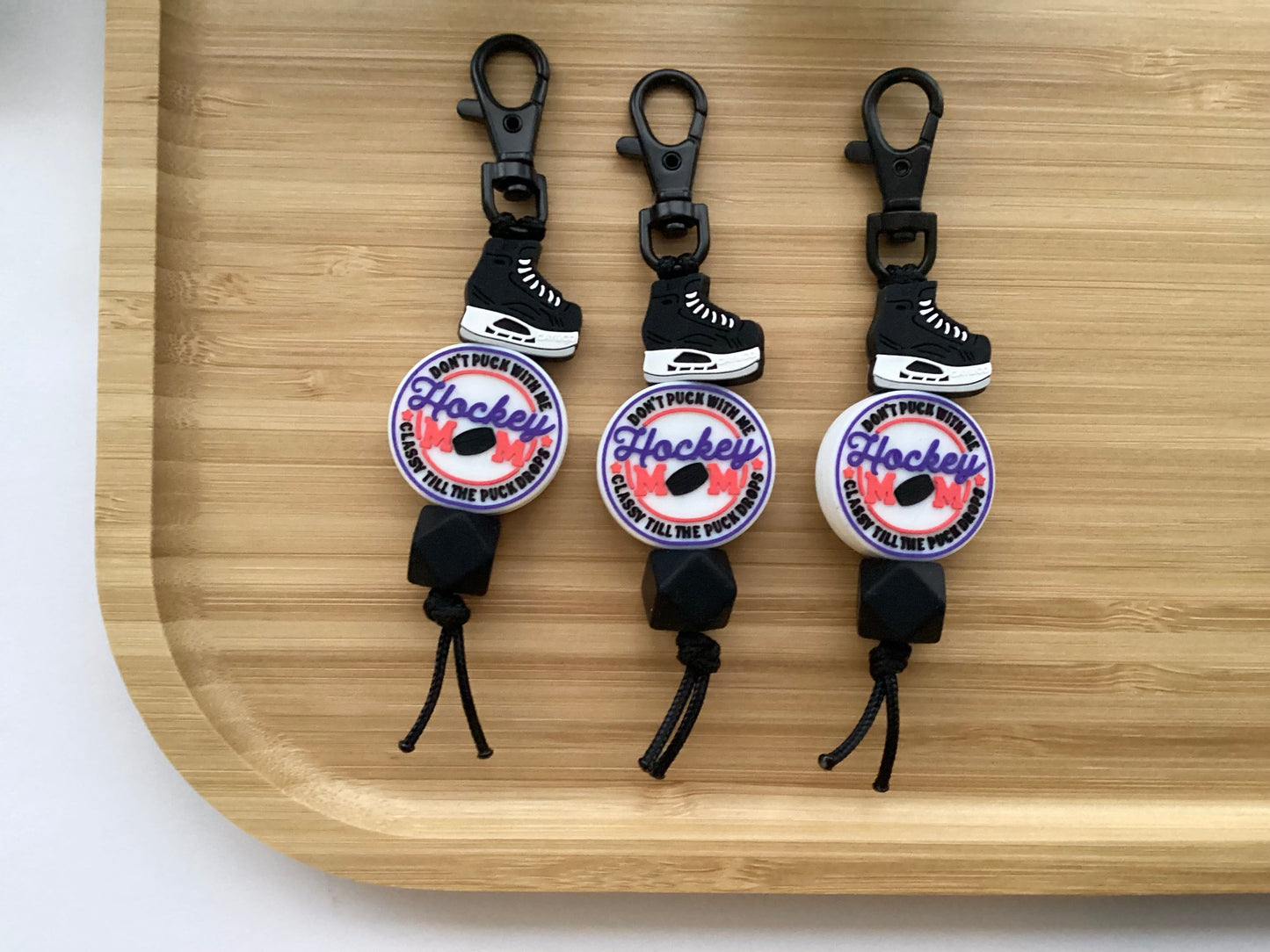 Hockey Mom Keychain Blue & Red