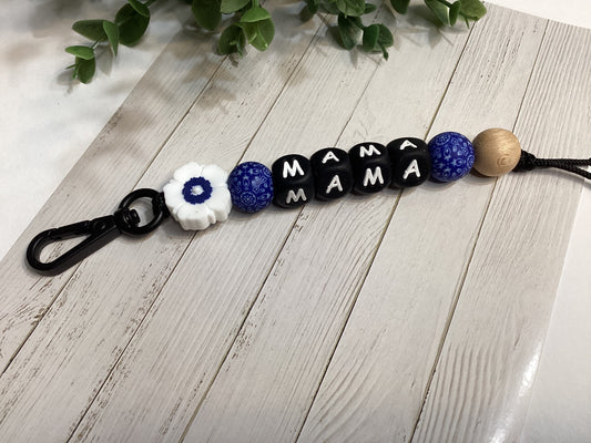 Mama Blue Floral Keychain