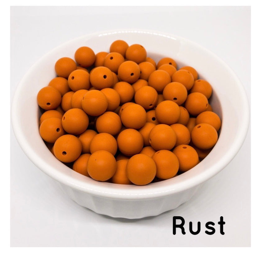 15mm Rust Silicone Beads, Red Round Silicone Beads, Beads Wholesale