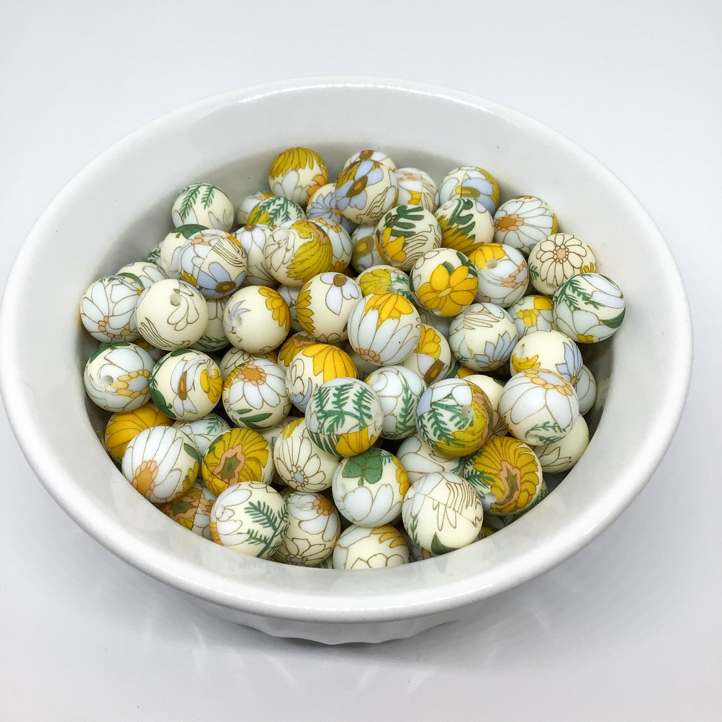 15mm Retro Bohemian Floral Printed Bead
